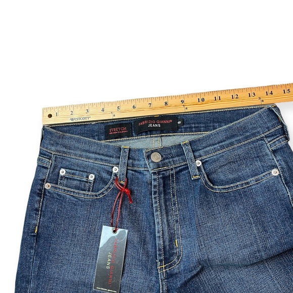 Fabrizio Gianni Women’s Denim Cropped/Capri Cuffed Stretch Blue Jeans Size 8 NWT - Picture 3 of 5
